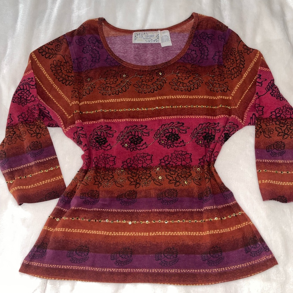 Beaded Long sleeve shirt with Gold sequins